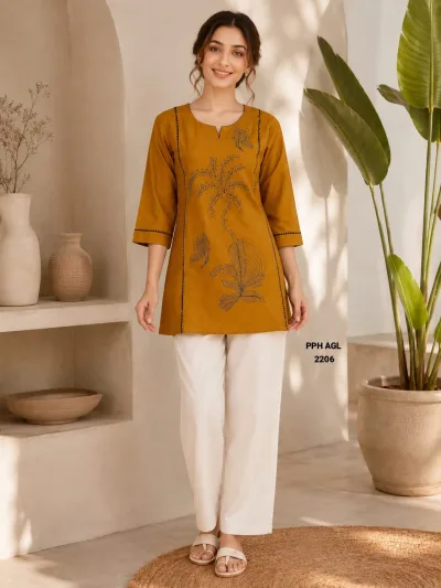Handcrafted Dabu Print Cotton Kurti Pant Set
